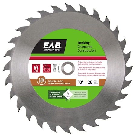 Exchange-A-Blade 10 in. x 28 Teeth Framing Decking Saw Blade - Recyclable Exchangeable 1010782